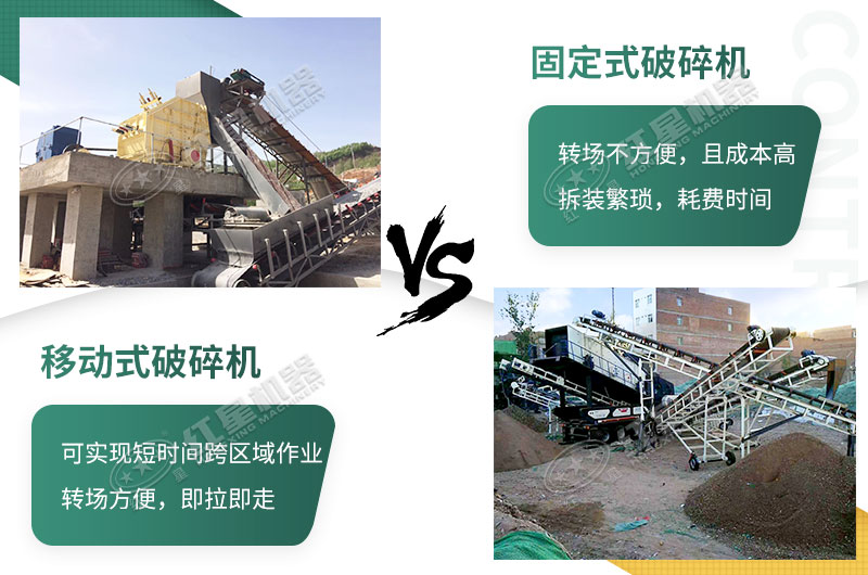 流動(dòng)粉碎石機(jī)，可以隨時(shí)轉(zhuǎn)場(chǎng)停車(chē)生產(chǎn)的破碎生產(chǎn)線(xiàn)